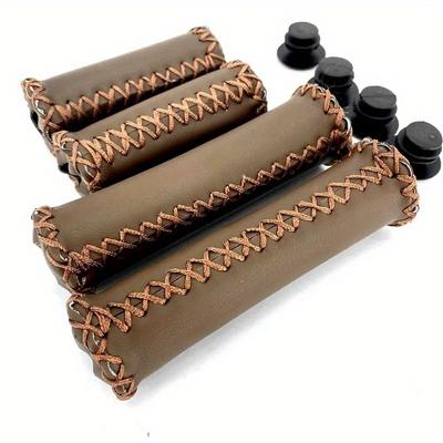 1Pair City Retro Bicycle Folding Bike Grips Artificial Leather 90mm 123mm Handlebar Grips Soft and Comfortable Bicycle Grips