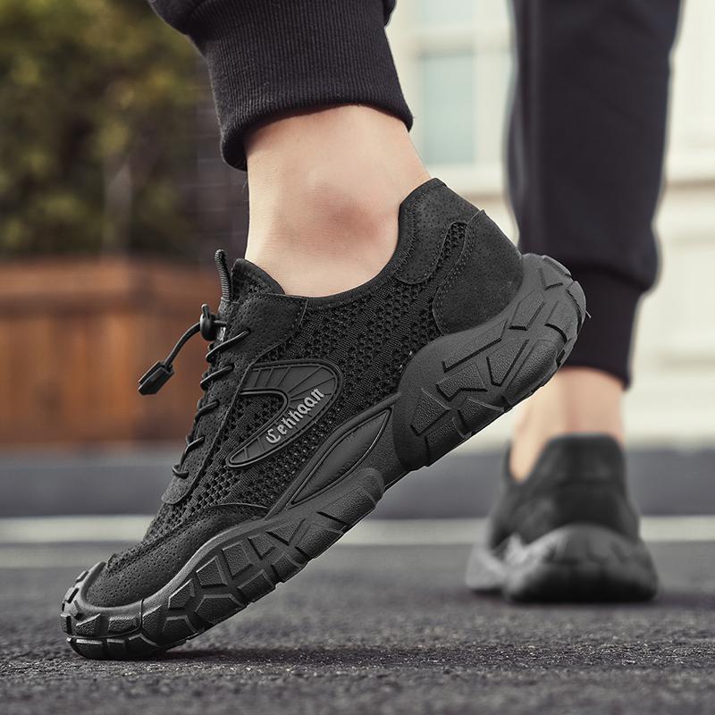 

Серые Новые Мужские Дышащие Сетчатые Летние Уличные Повседневные Спортивные Туфли Противоскользящая Износостойкая Модная Мужская Обувь 39 чёрный