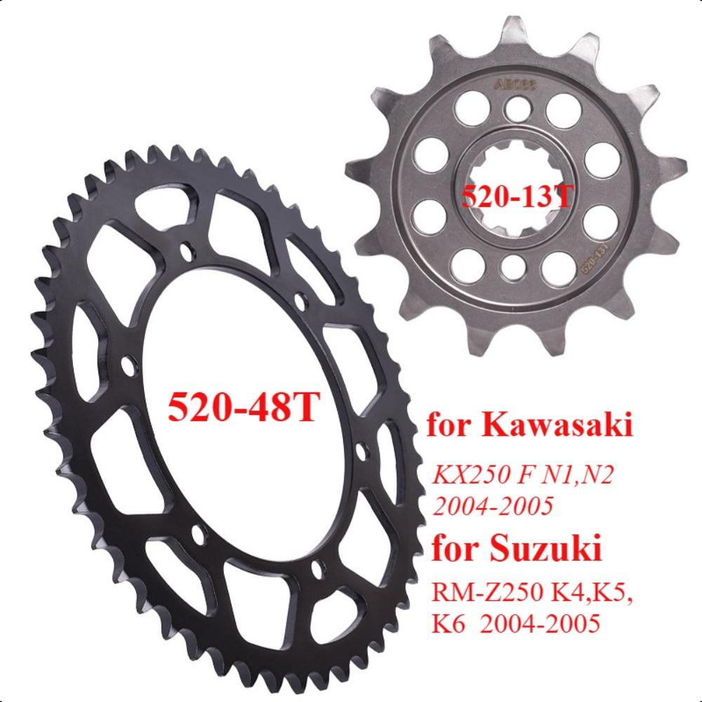 520 13T 48T Motorcycle Front Rear Sprocket Gear Wheel Cam for Kawasaki KX250 2004-2005 for Suzuki RM-Z250 K4,K5,K6