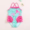 Flamingo Ruffle One-Piece Swimsuit for Girls: Cute, Comfortable, High-Elastic, High-Quality