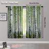 2pcs 2D flat printing Curtain Birch Trees Forest Durable 100% Polyester Fabric  Without Electricity Spring Party & Holiday Decor