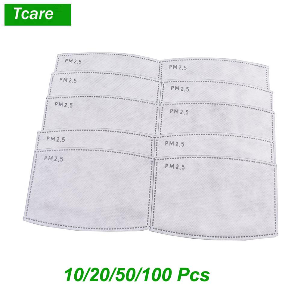 Tcare 10 Stück/Los 5 Schichten PM2.5 Filter Maskenpapier Aktivkohle Erwachsene Kinder Masken Anti Staub Smog Mundmaske Gesichtsmasken Filter