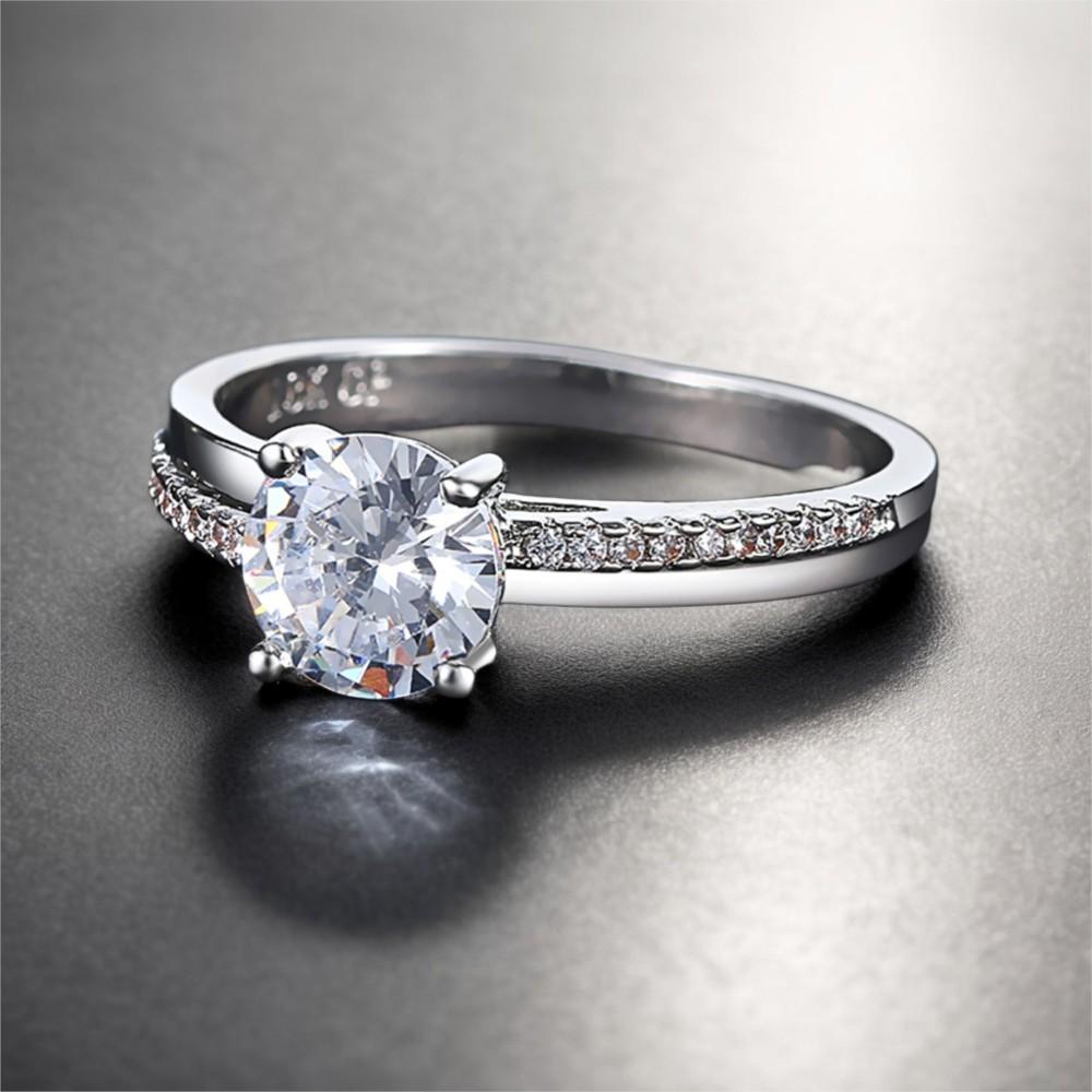 Dainty Shiny Iced Out Wedding Engagement Rings For Women AAA+ Cubic Zirconia White Gold Color Ring Jewelry Chirstmas Gift DFR486