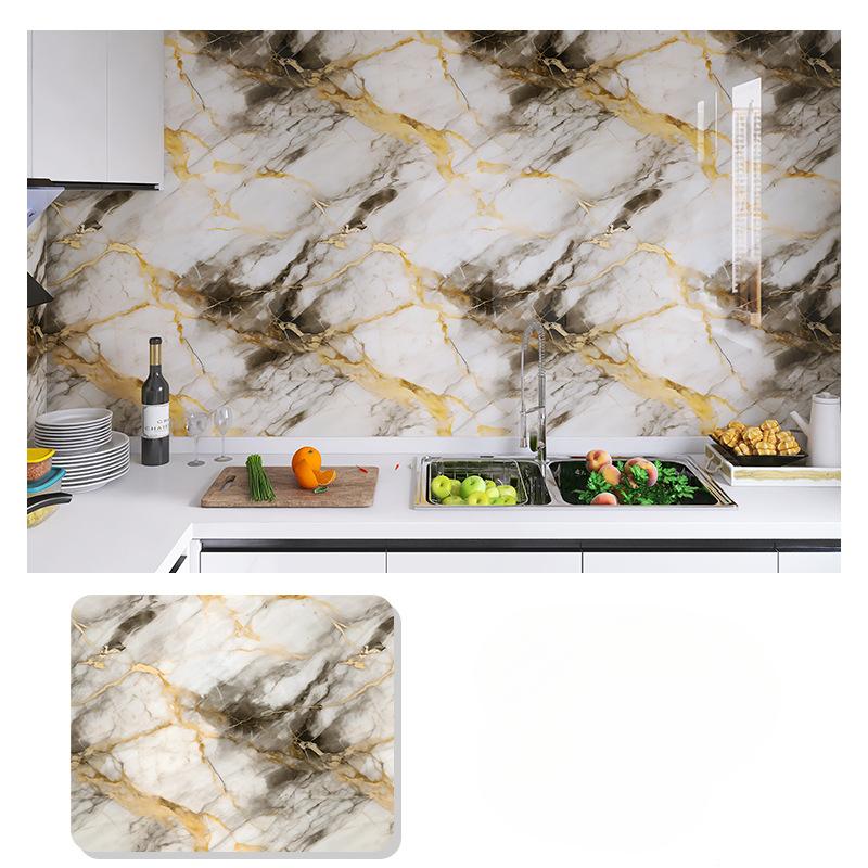 Film auto-adhésif en marbre pour cuisine, poêle à Film résistant à l'huile, étanche à l'humidité, autocollant de carrelage de rénovation d'armoire de comptoir