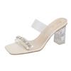 Rhinestone outer wear light fairy wind cool slippers 2025 new summer transparent crystal heel open-toed sandals 8636-1