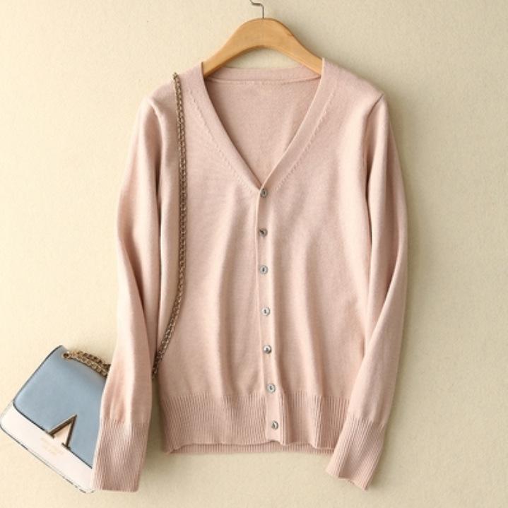 Women's Oversized V-Neck Core-Spun Yarn Knit Cardigan - Soft, Long Sleeve, 2025 Autumn/Winter Collection