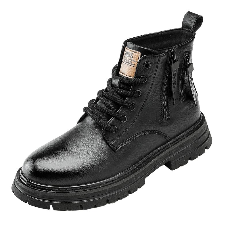 

Модные горячие осенне-зимние мужские ботинки Классические и универсальные стили дизайна Уличные мотоциклетные Повседневные взрослые теплые кожаные туфли 39-45 45 чёрный