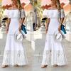 Temperament Slim Dress Summer New Style European and American Fashion off-Shoulder Stitching Lace Dress