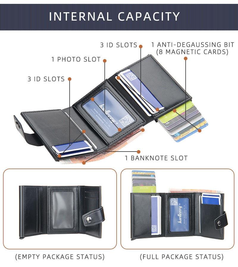 Baellerry Men Business Credit Card Holder RFID Aluminium Box Bank Card Holders Vintage Design Wallet with Money Clips