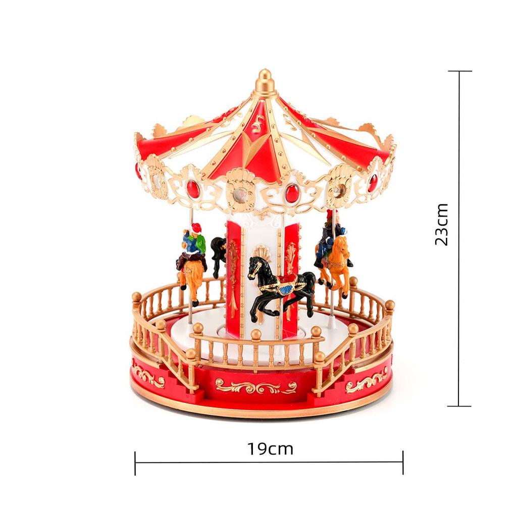 Glowing Music Wooden Horse Swing Christmas Ornament & Music Box Gift