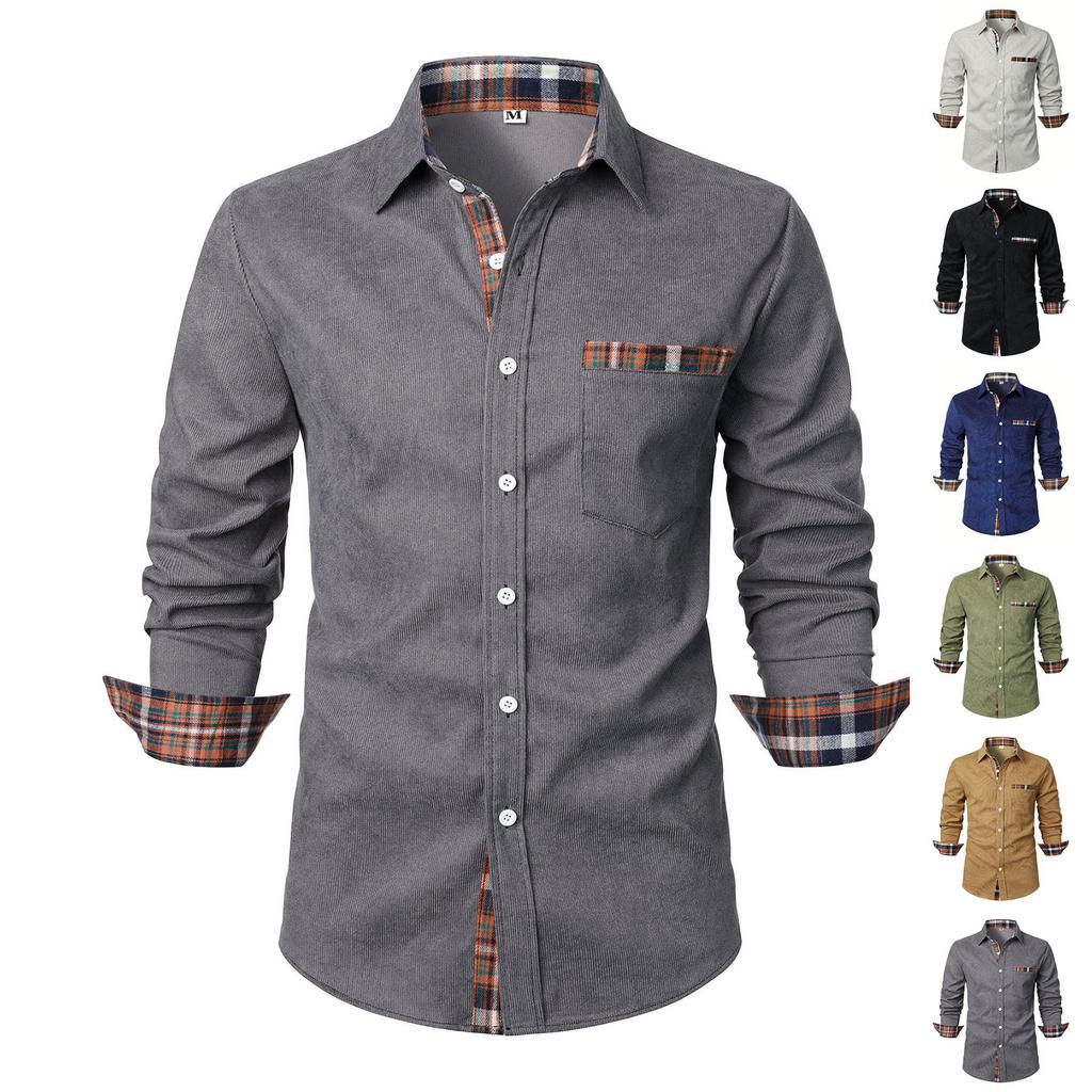 Men's Casual Outdoor Collared Corduroy Long-Sleeve Shirt