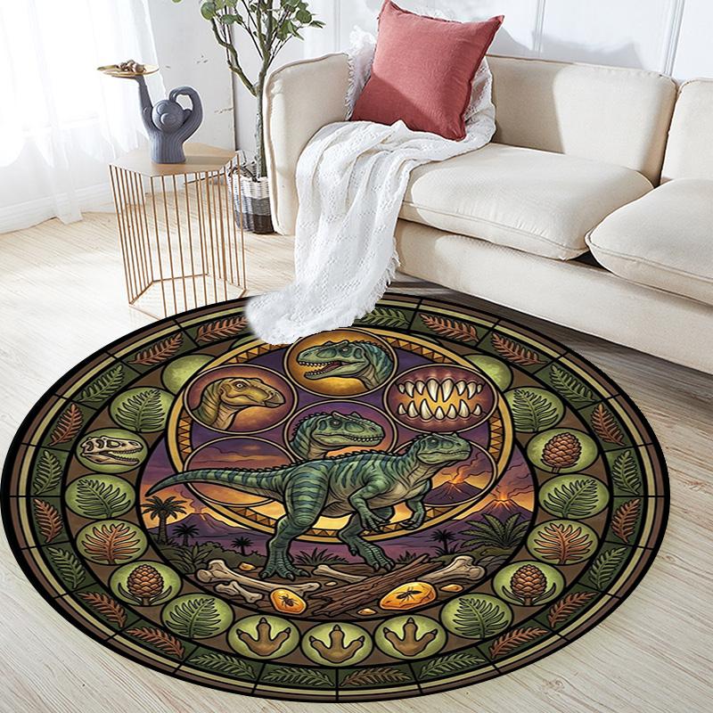 Prehistoric Glass Round Area Rug Under Office Chairs Bedroom Living Room Home Decor