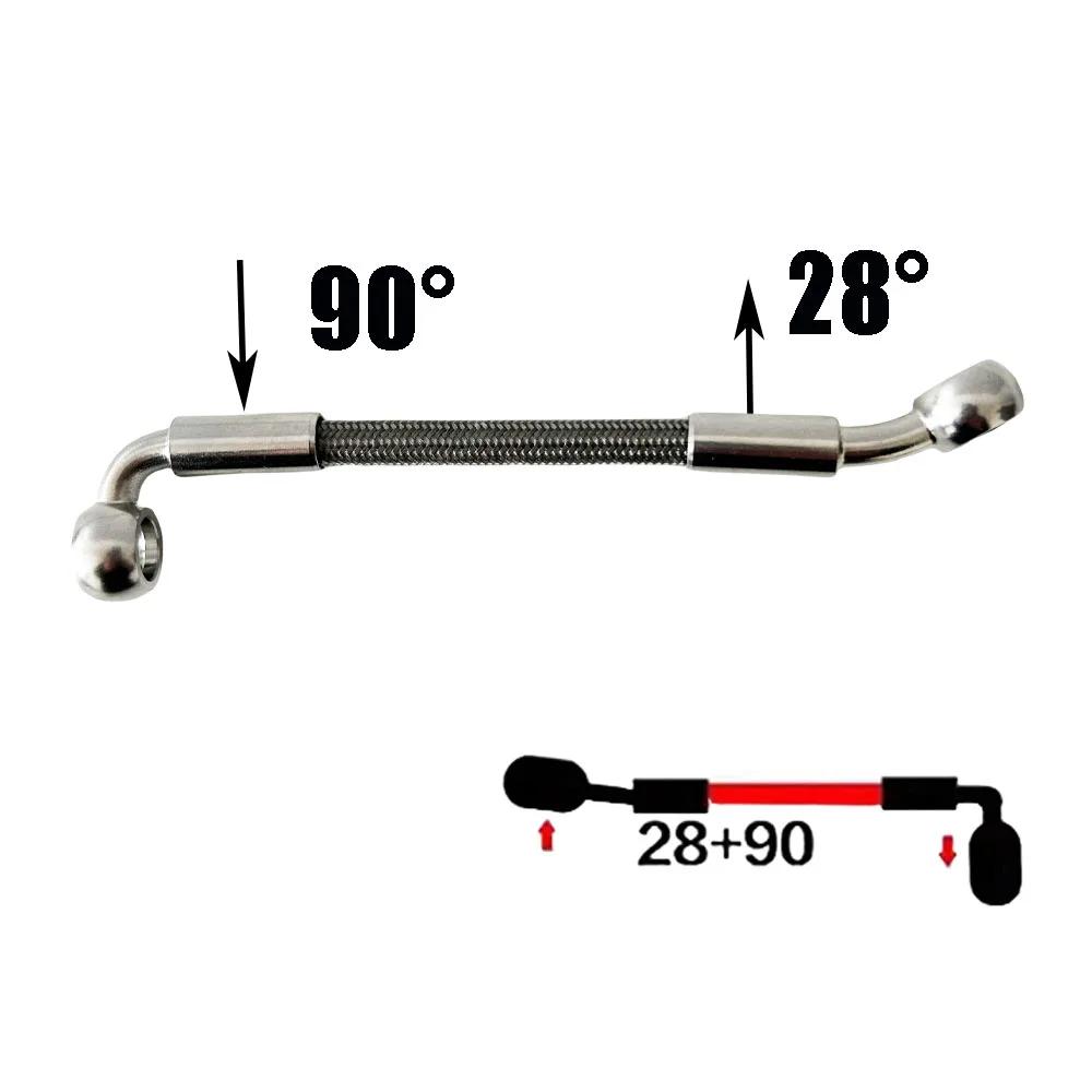 100mm~5000mm Motorcycle Braided Steel Hydraulic Brake Clutch Oil Hose Brake Line for Bikes Motocross Street 10mm Banjo 0°-28°-90
