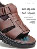 Men's Plus Size Cowhide Sandals: Breathable, Non-Slip, Waterproof Velcro Beach Shoes for Middle-Aged and Elderly.