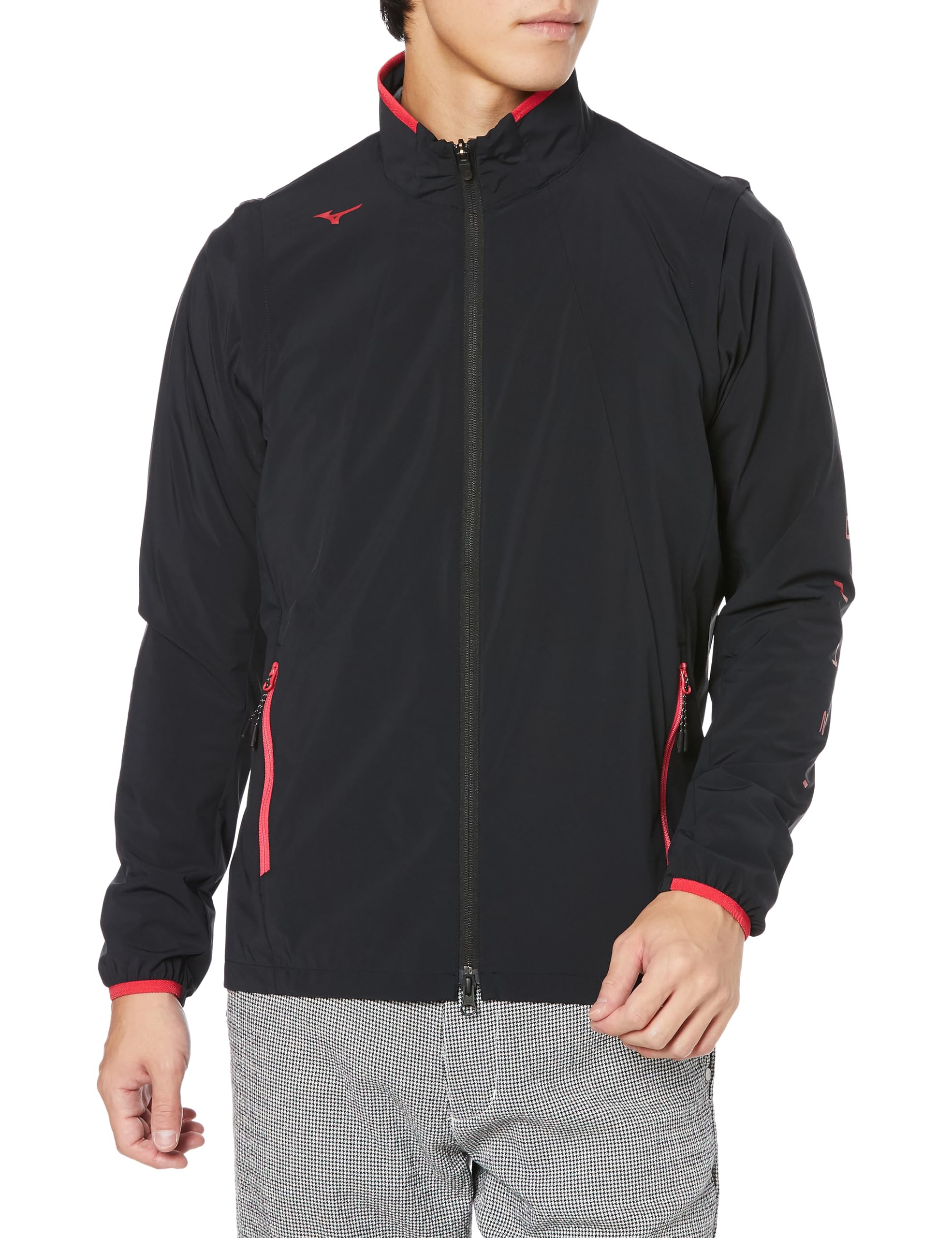 

Mizuno Black Men s Year-Round Multi-Windbreaker Jacket/Vest, 2-Way, Water-Repellent, Stretch, Windproof, чёрный