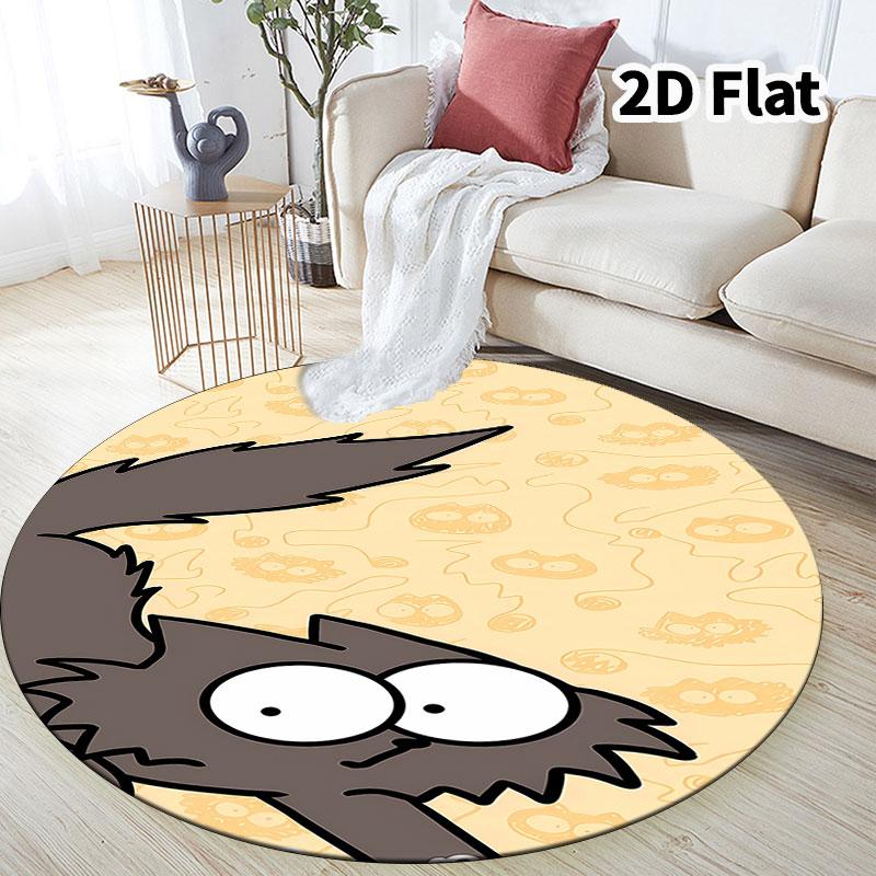 Simon'S Cat Round Area Rug Carpet Rug For Living Room Bedroom Sofa Playroom Decor Nonslip Floor Mat