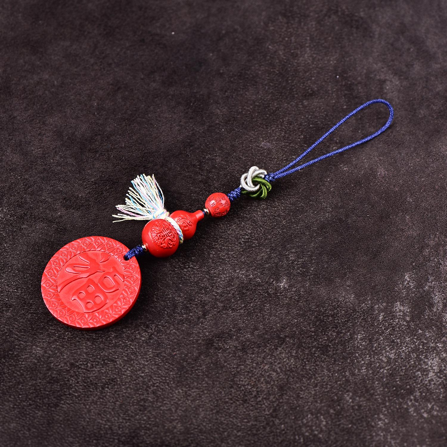 Cinnabar Gourd Hanging Ornament - Premium Woven Auspicious Fortune Charm High Purity Cinnabar (80%)