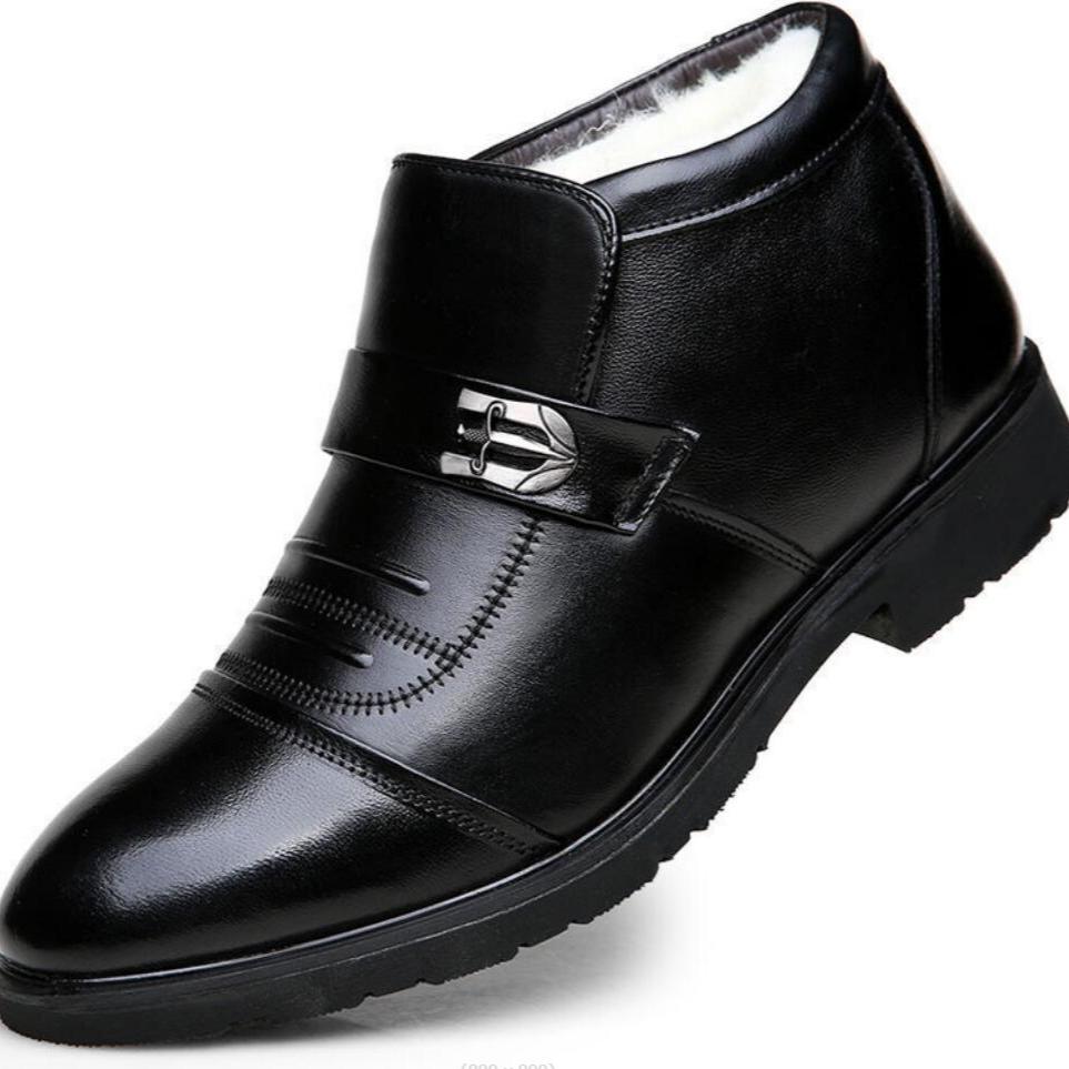 Zimní pánské boty Chelsea z pravé kůže, módní vlněná izolace, outdoorové business kožené boty, pánské protiskluzové sněhové bavlněné kotníkové boty