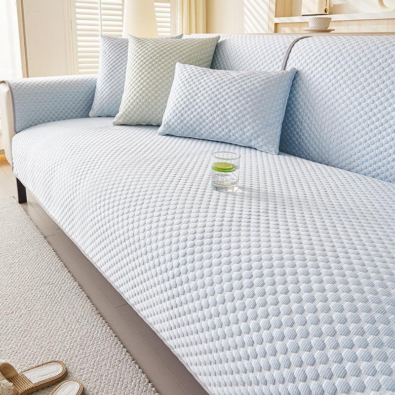 Candy Color Summer Cooling Sofa Cover Ice Silk Non Slip Foldable Seat Cushion Pad Adjustable Armrest Backrest Slipcovers