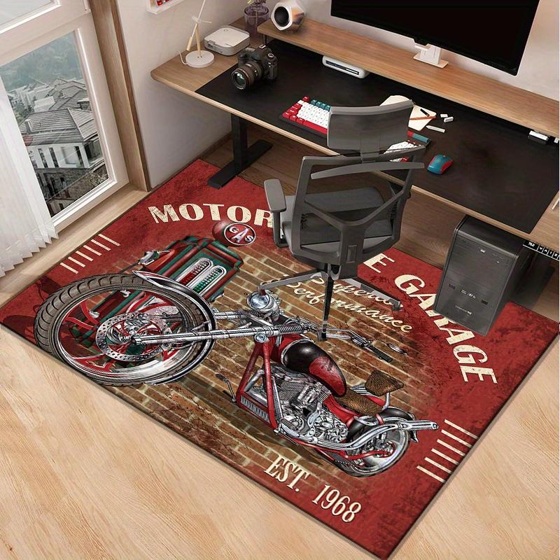 

Vintage Motorcycle Garage Rug - Retro Biker Decor for Man Cave or Office Space, Classic Bike Design on Durable Floor Mat 50x80cm