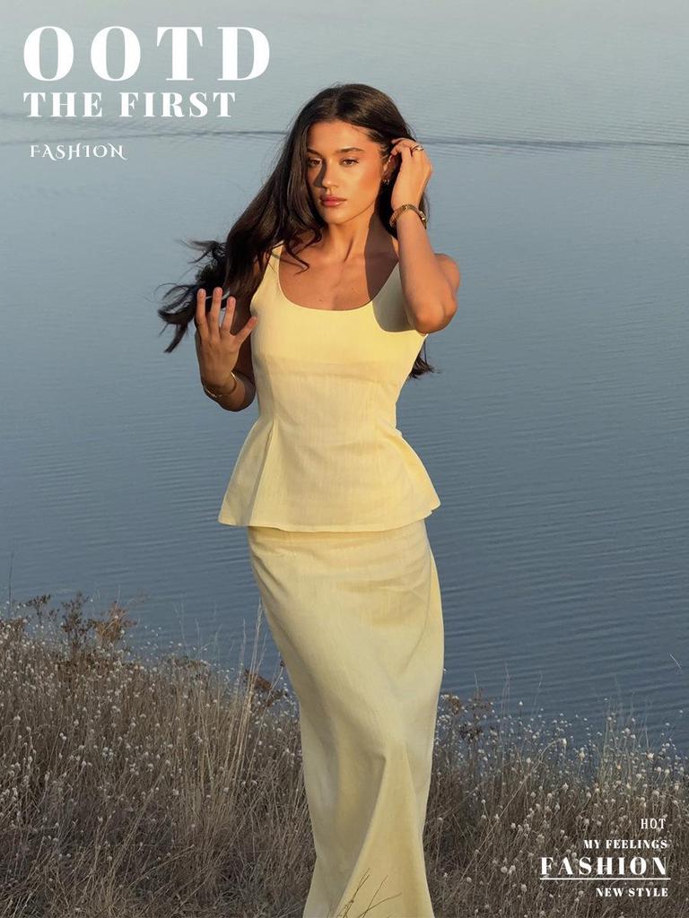 2026 Frühjahr/Sommer Träger-Slipkleid Set: Spaghetti-Träger Taillenbetonendes Oberteil + Fishtail-Rock für Damen