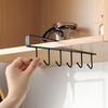 1 Pack Hanging Hooks Rack Under Cupboard Cabinet Cup Holder 6 Hooks Drilling Free Coffee Mug Holder Kitchen Utensil Storage Organizer Hook Rack