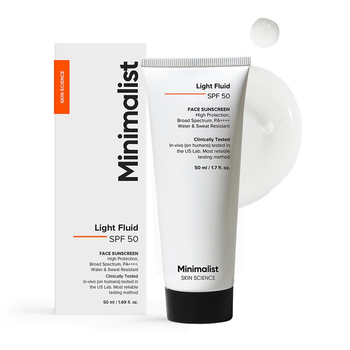 

Minimalist Light Fluid Sunscreen SPF 50 PA++++ for Oily Skin, Broad Spectrum, Lightweight, Water & Sweat Resistant 50ml