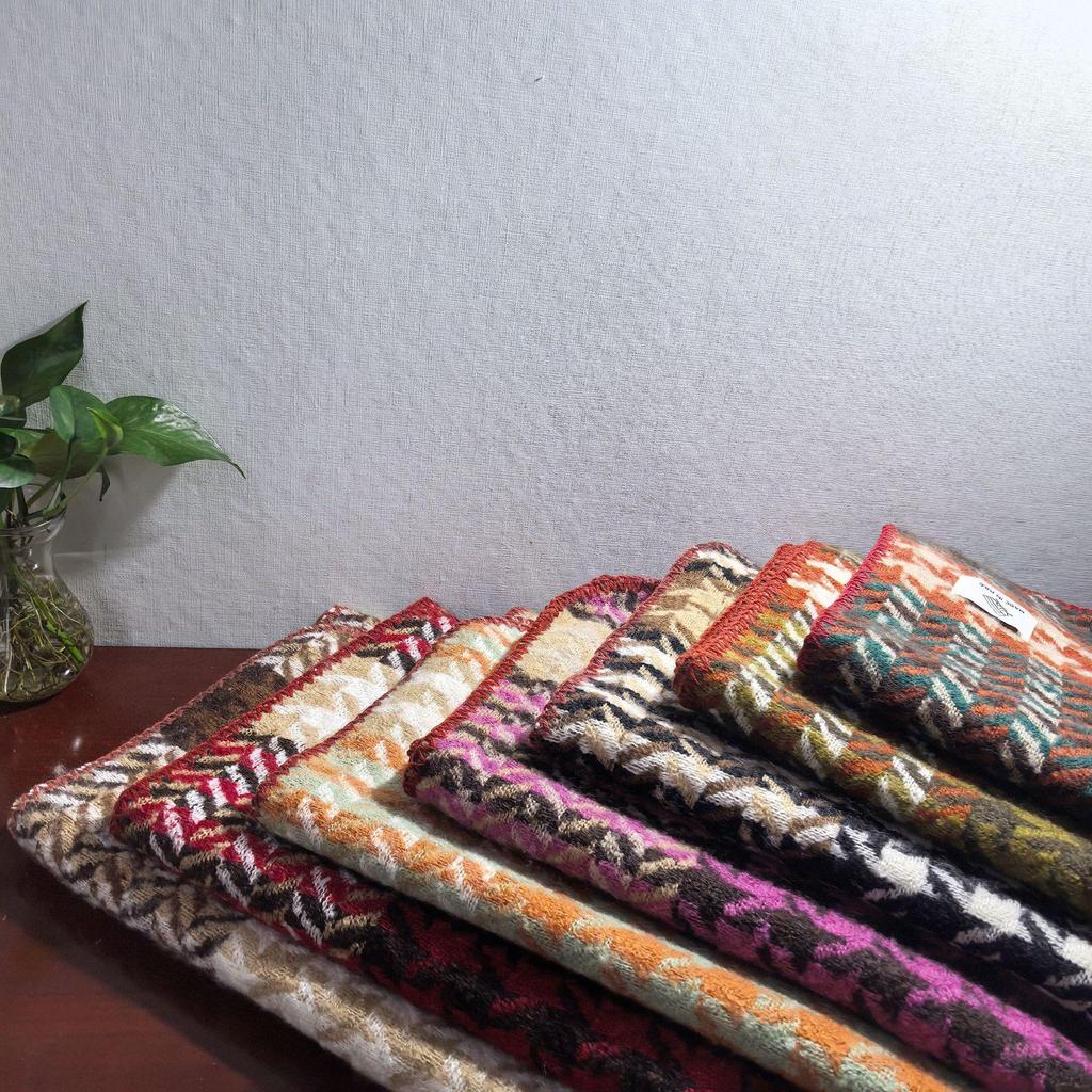 2025 Houndstooth Korean-Style Double-Sided Shawl – Warm Imitation Cashmere Scarf for Autumn/Winter