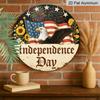 2D Flat, 1pc Round Decor, Vintage Patriotic American Flag, Eagle, Fireworks, Liberty, Aluminum Wall Decor for 4th of July, Home, Office, Porch
