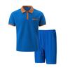 Men's Waffle Collar Color Blocked Short Sleeved Shorts Set