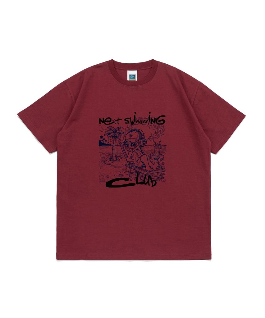 NET SOCIAL CLUB Original Swimming Club Short Sleeve T-Shirt (Burgundy)