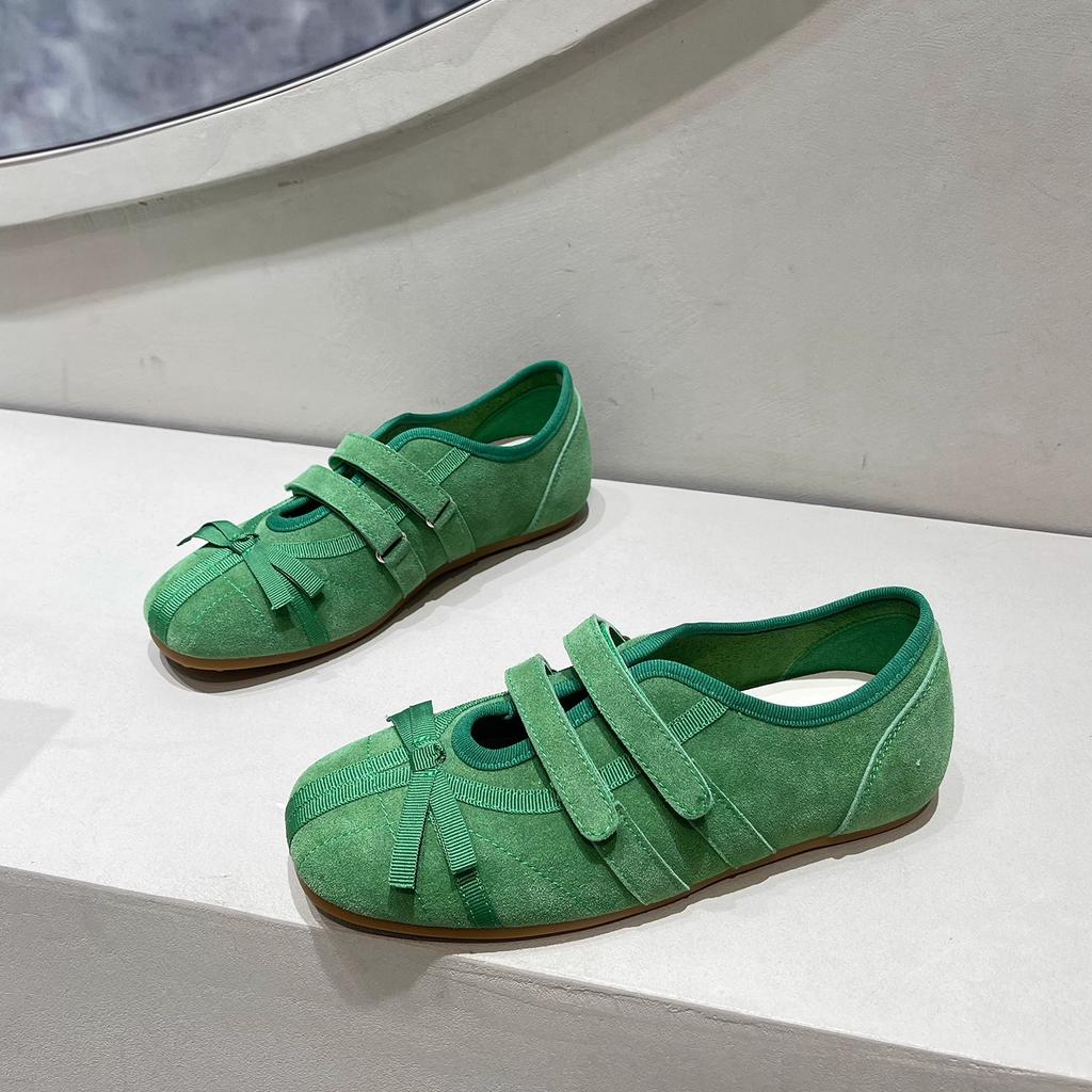 Bow yellow German training shoes women's 2025 new inner height increase dopamine foreign style niche design sense Forrest Gump tide shoes