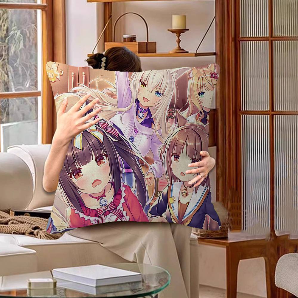 N-Nekopara Anime Cushion Cover Pillow Cover Decor Pillowcase Printed Cushion Case For Couch