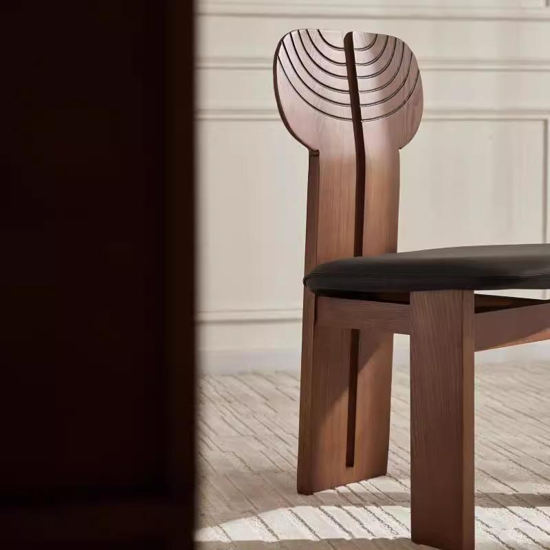 Luxury Walnut Dining Chair High-End African Wood Seat Designer Rustic Backrest Vintage Table Stool for Home