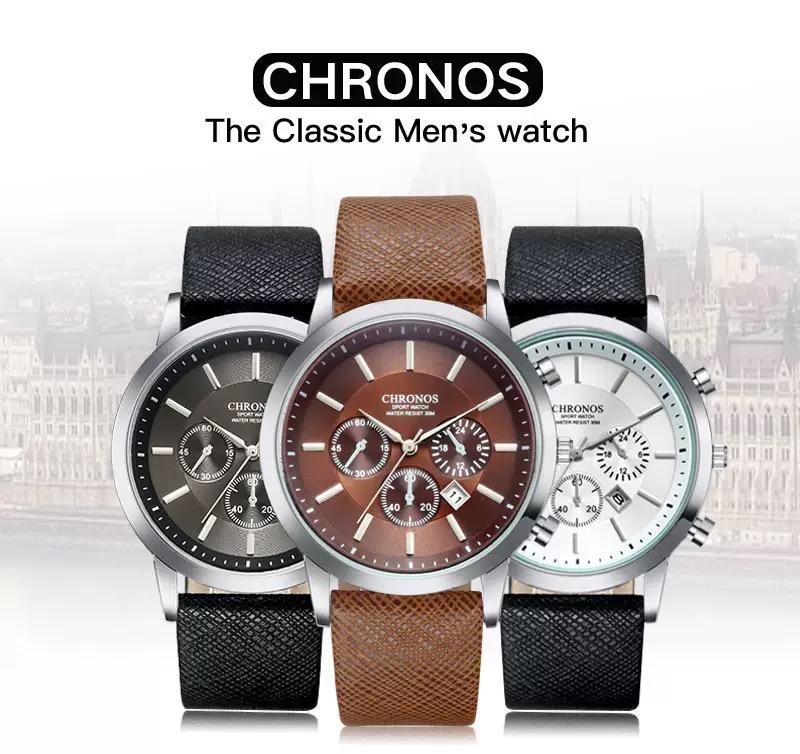CHRONOS Markenuhr Herrenuhr Top Luxus Herrenuhr Auto Datum Sportuhren