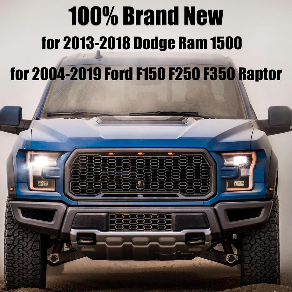 DUPLER 3 PCS Bright L-ed Grille Lights Fit For 2010-2014 Ford F150 Raptor SVT / 2017-2021 Ford F150 Raptor SVT Front Grille Daytime Driving Running