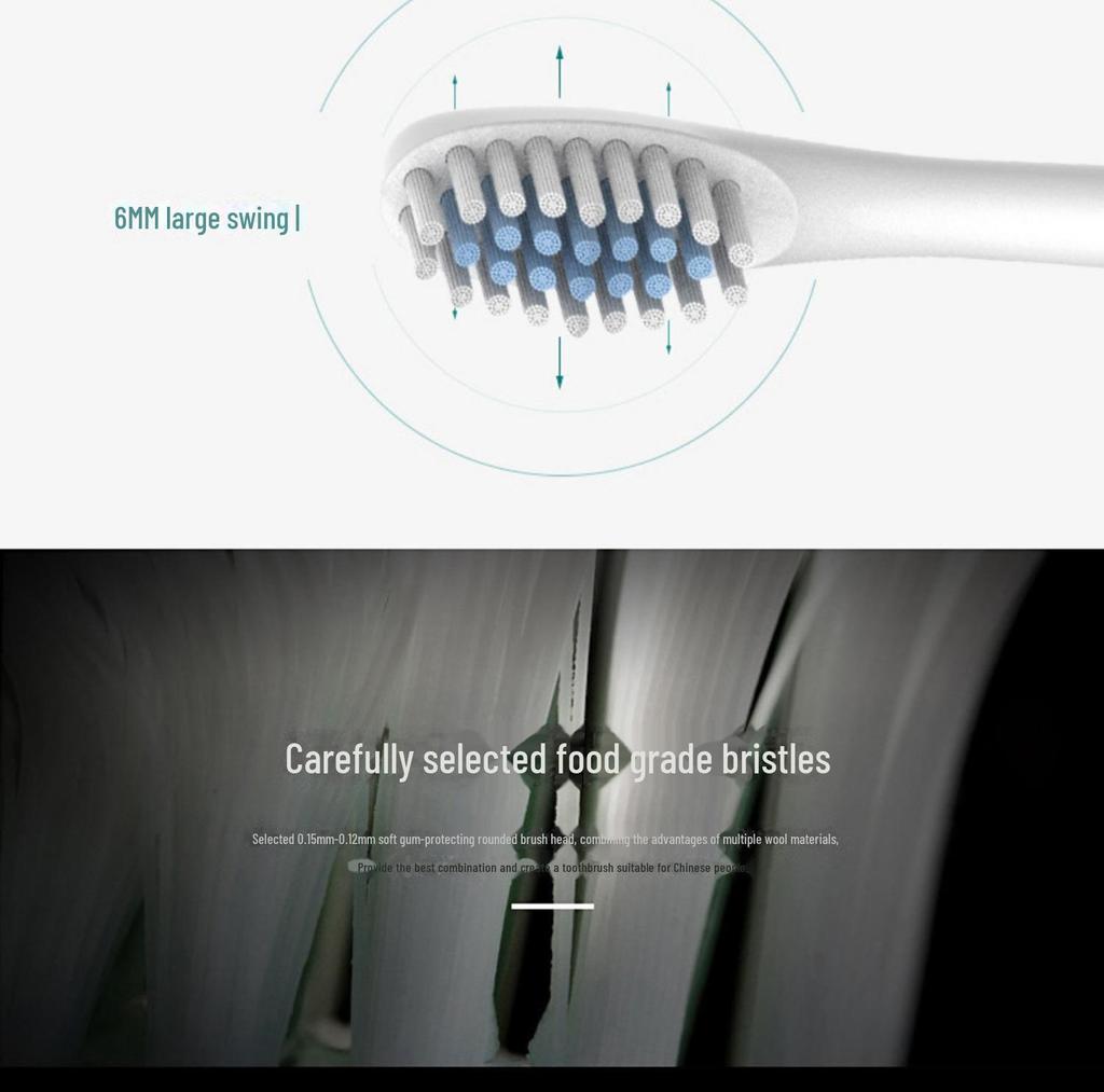 Rechargeable Ultrasonic Electric Toothbrush for Adults & Kids - Soft Bristle, Six Speeds