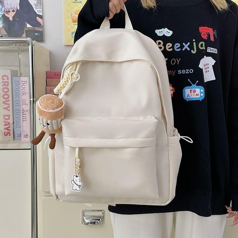 Schoolbag Japanese ins Campus Casual Solid Color School Bag Simple Versatile Lightweight Backpack High School Student Backpack