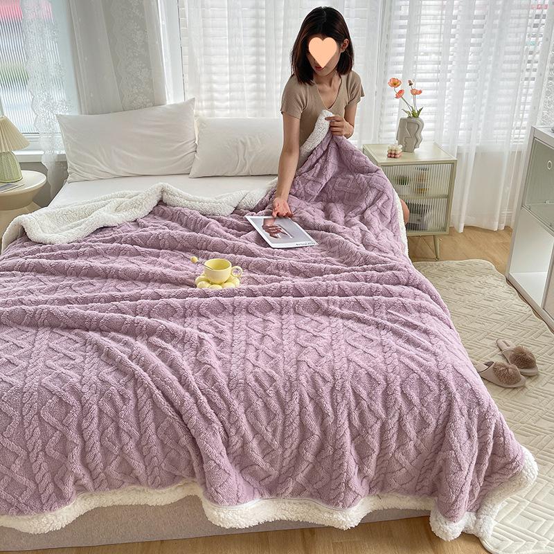 Autumn and Winter Lamb Fleece Blanket Double Sided Thickened Coral Fleece Blanket Nap Blanket Blanket Cover Blanket