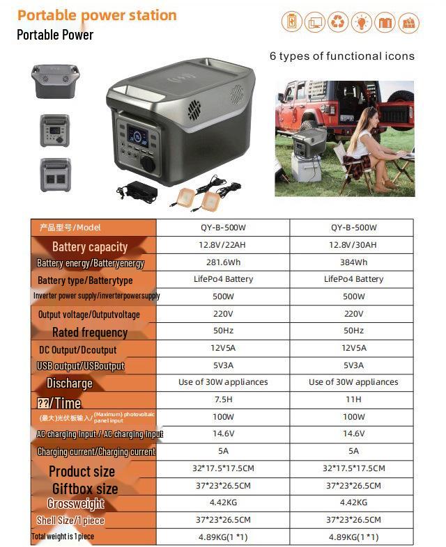 220V Portable Solar Power Supply: 2000W Large Capacity for Household Emergency & Lighting