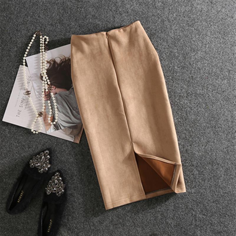 Spring and Autumn Mid-length Rear Split Hip Skirt Solid Color Professional Pencil One-step Skirt Women