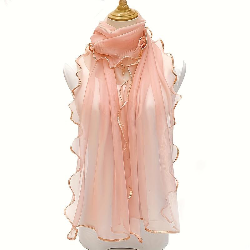 Vibrant Bohemian Chic Ruffle Edge Scarf - Lightweight, Breathable, Long Versatile Shawl for Sun Protection, Casual Wrap with Solid Color
