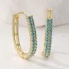 Concise  Synthetic Turquoise Design Hoop Earrings for Women Exquiaite Elegant Banquet U-shape Earings Jewelry Accessories