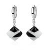 New Charm Black and White Geometry Square Earrings Light Luxury and High-end feel 925 Silver Ear Buckle For Women KOFSAC