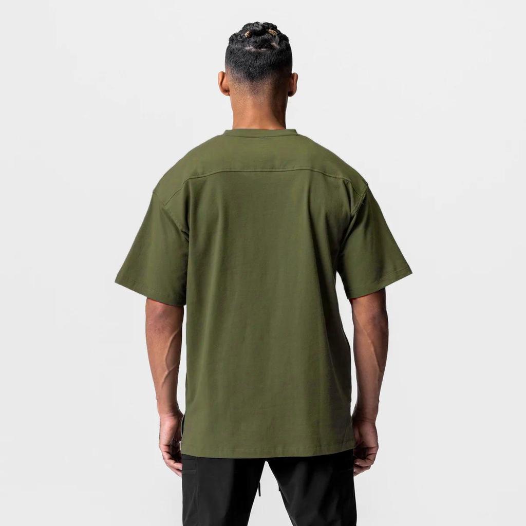 Summer American Loose Fit Cotton T-Shirt - Men’s Crew Neck Short Sleeve for Fitness Training, Plus Size Available