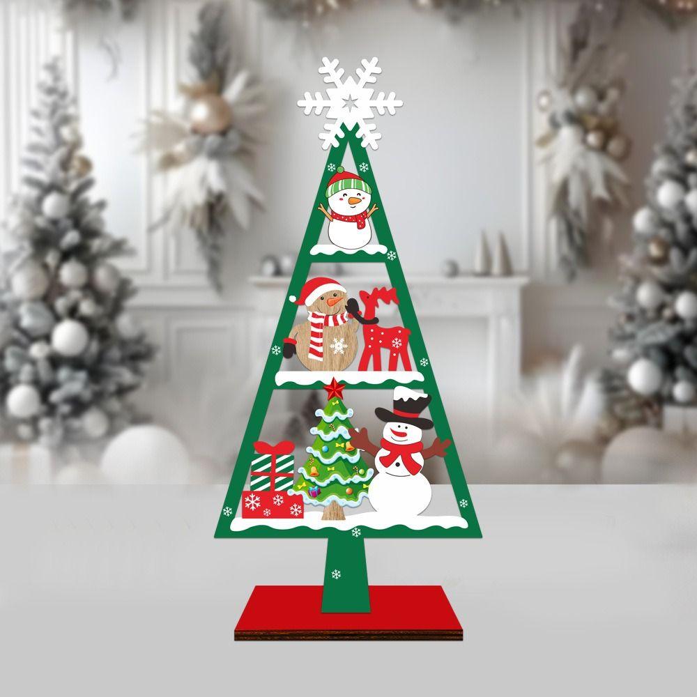 Christmas Tree Desktop Decoration Santa Claus Letter Tabletop Sign DIY Craft Wooden Christmas Signs Plaque Christmas Party Decor