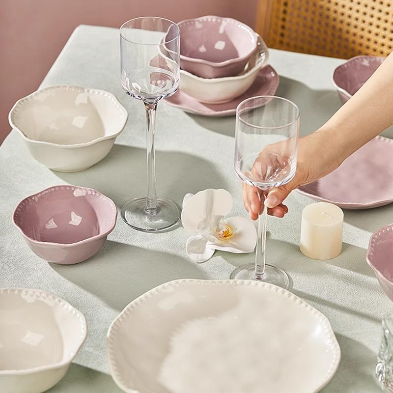 Purple Ceramic Rice Bowl Home New French Tableware 5 Inch 6 Inch Is Particularly Beautiful Dish Set