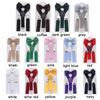 Kids Elastic Suspenders Bow Tie set Matching Tuxedo Suit Unisex Boy Girl Bowtie Wedding Costume Adjustable Y-Back Brace Belt