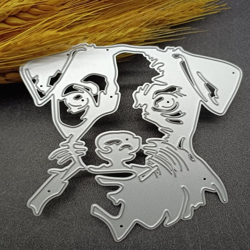 Dog Cutting Dies Metal Embossing Die Cuts Decorative Stencil for Birthday Card Making DIY Scrapbooking Photo Album Craft