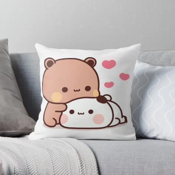 Anime Panda Bear Hug Bubu Duda Mochi Peach Cat Throw Pillowcase for Bedroom Sofa - Fashion Soft Cushion Cover 40X40CM